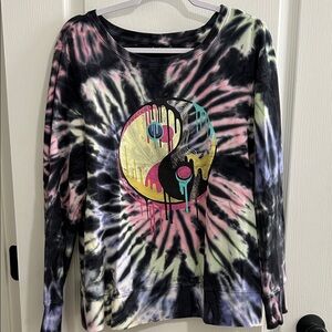 Torrid Lovesick Pink Black Multi color Tie-Dye Sweatshirt. Torrid Size 1